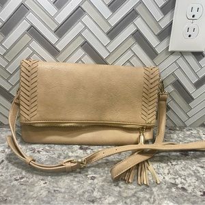 Sole Society Crossbody cream clutch foldable